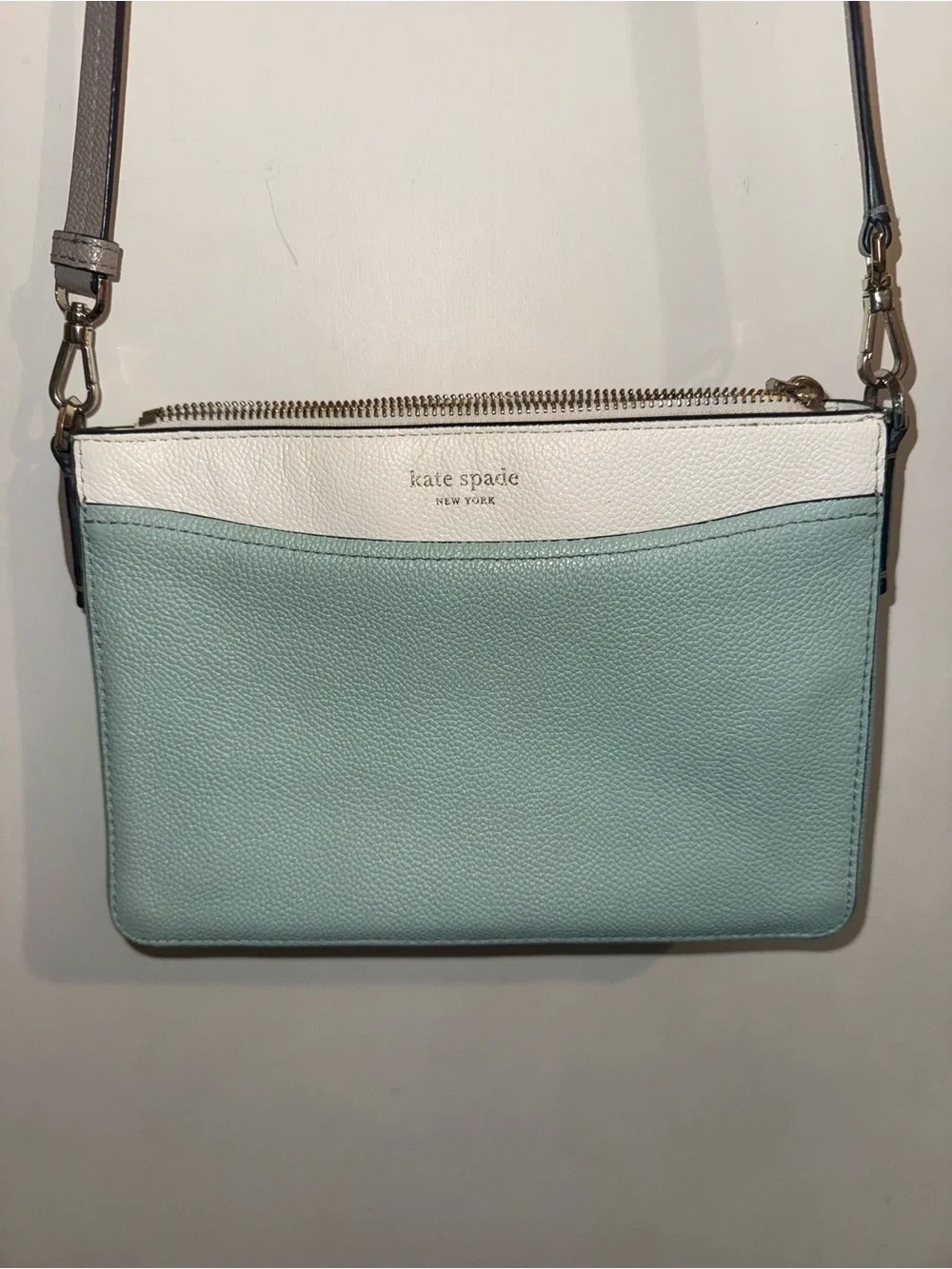 kate spade Mint Green and White Pebble Leather Crossbody